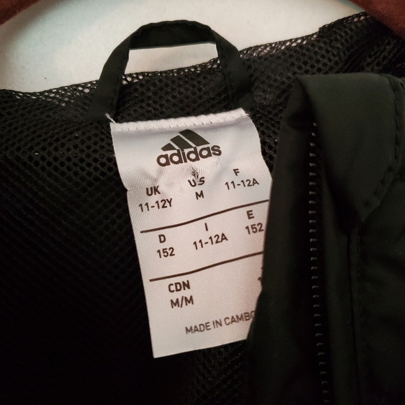 adidas Black Core 18 Rain Jacket With Hood Unisex Youth Medium - Picture 4 of 6